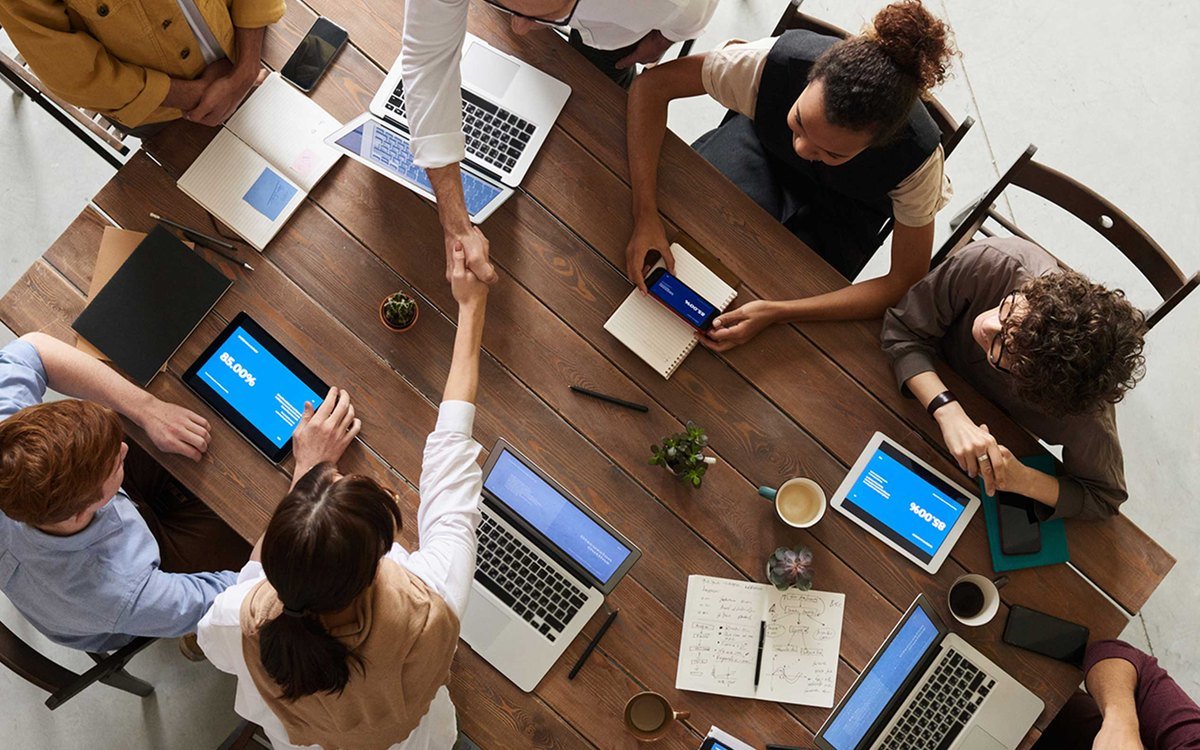 Team reviewing a business strategy